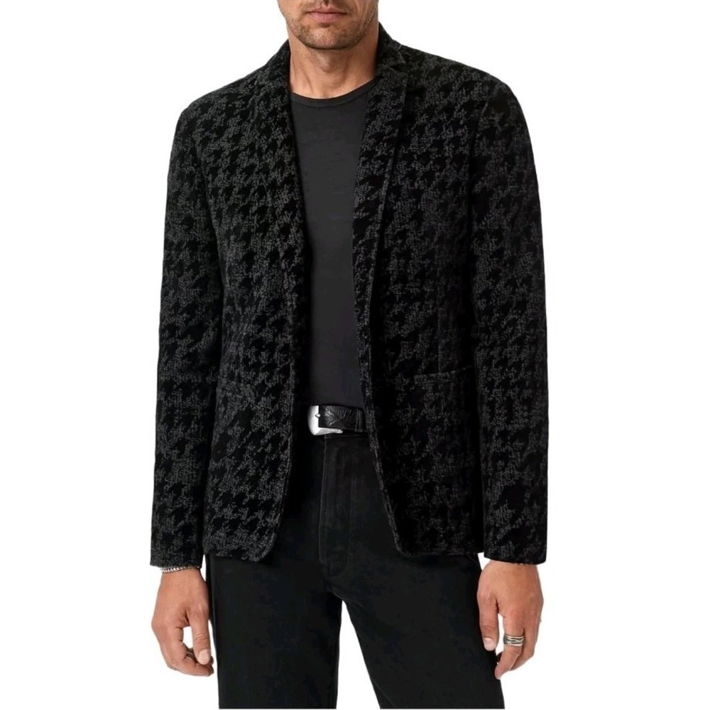 John Varvatos Kal Houndstooth 1 Button Sport Coat Charcoal Heather 2025 XS $448